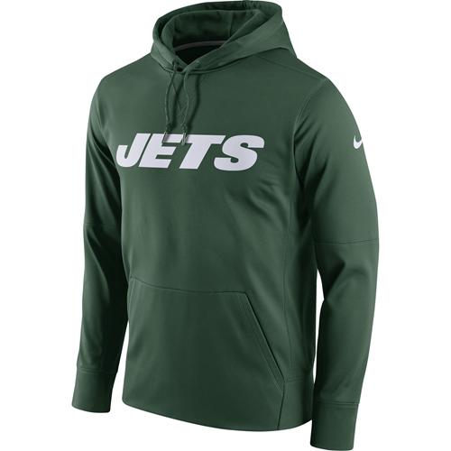 Men's New York Jets Nike Green Circuit Wordmark Essential Performance Pullover Hoodie - Click Image to Close